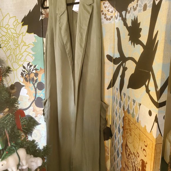 NWT Just Fab Olive Green Duster with Sash - Picture 5 of 8